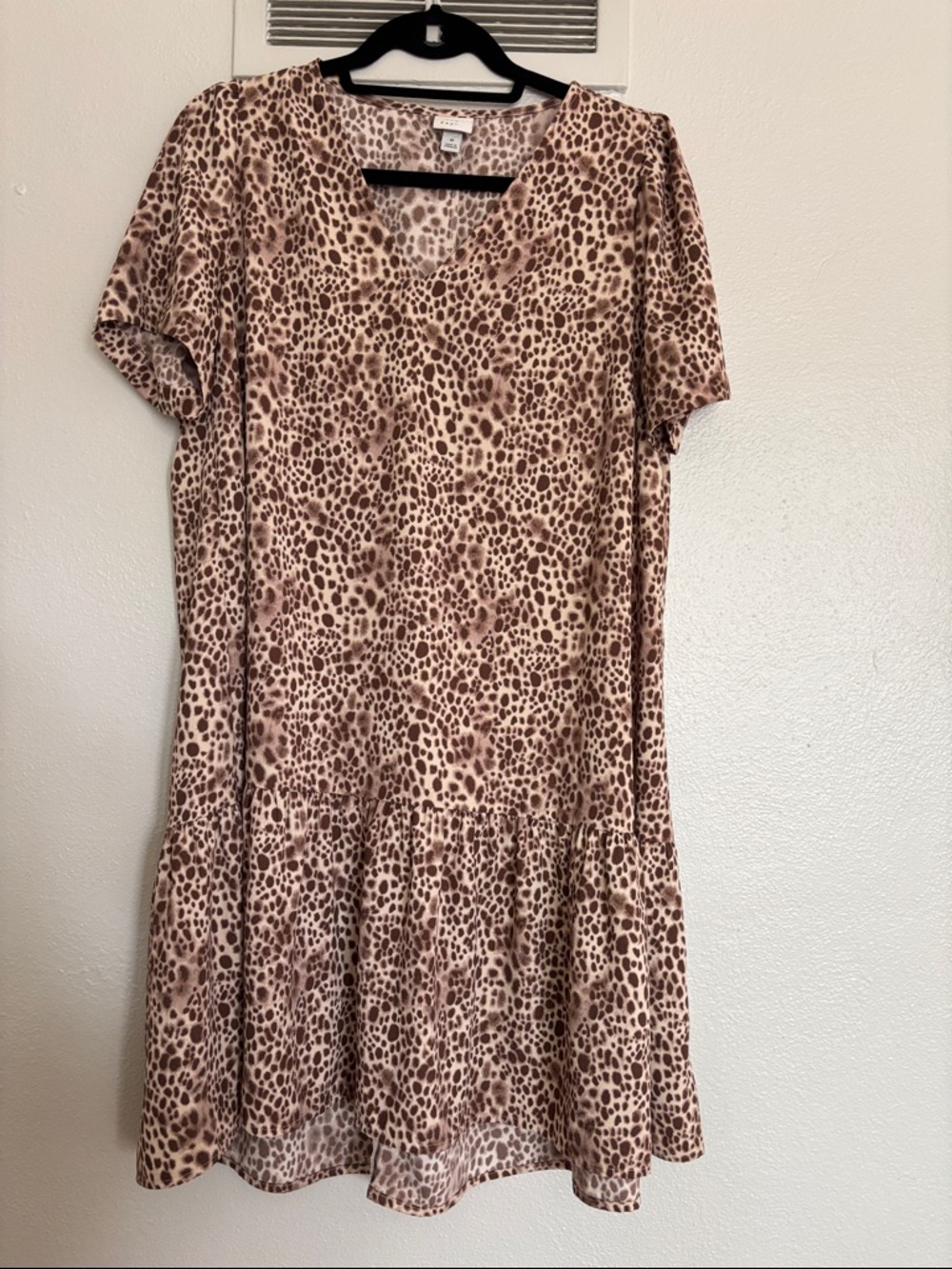 a new day Beige and Brown Leopard Print Short Sleeve Dress